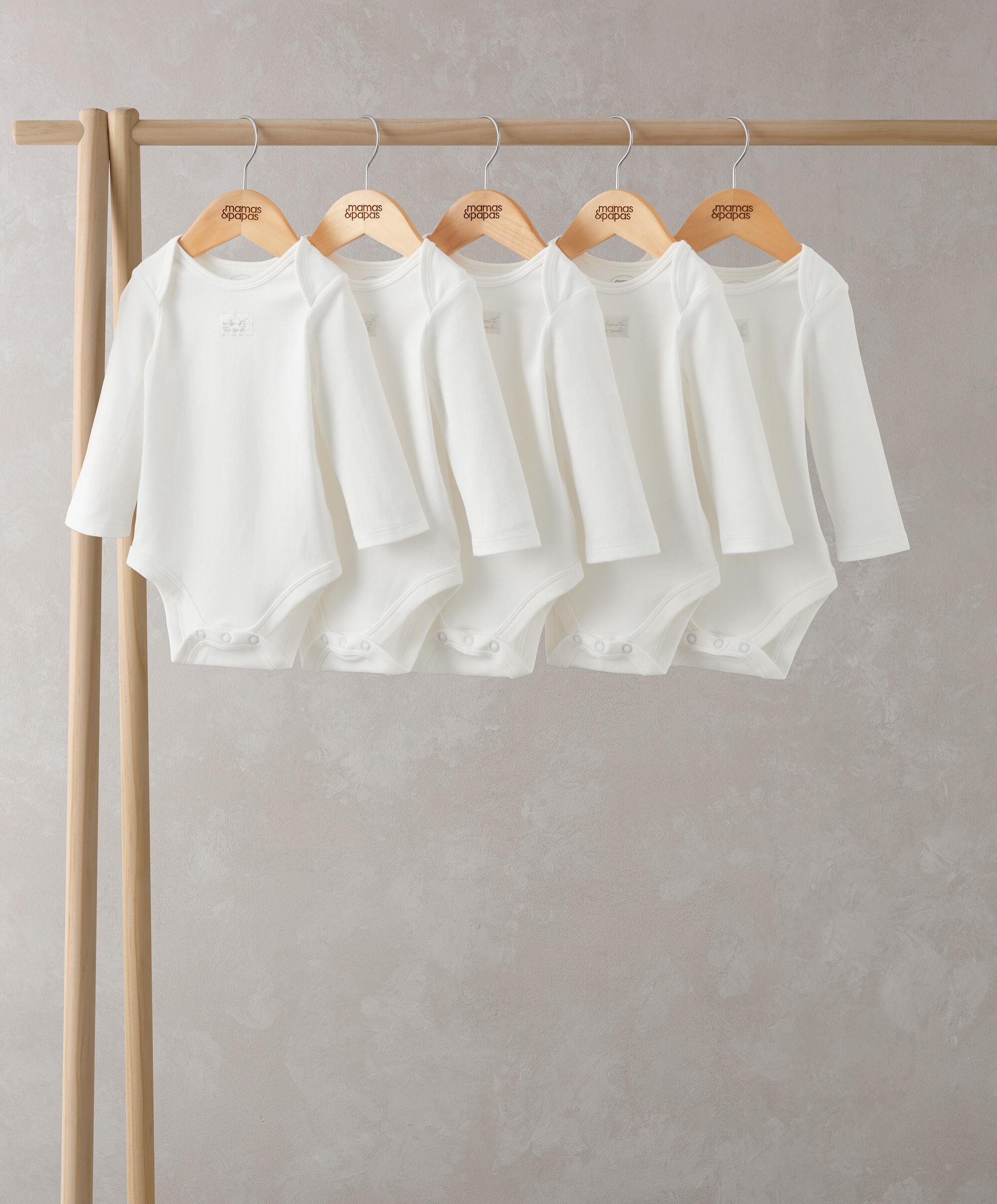 5 pack White Organic Long-sleeved Bodysuits