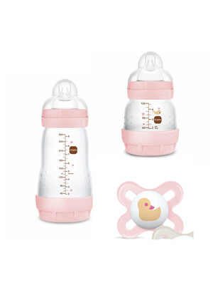 Mam Baby Easy Start Anticolic Starter Set Silicone Flexible Set - 0 M+ | Sealife Pink - Pack of 3