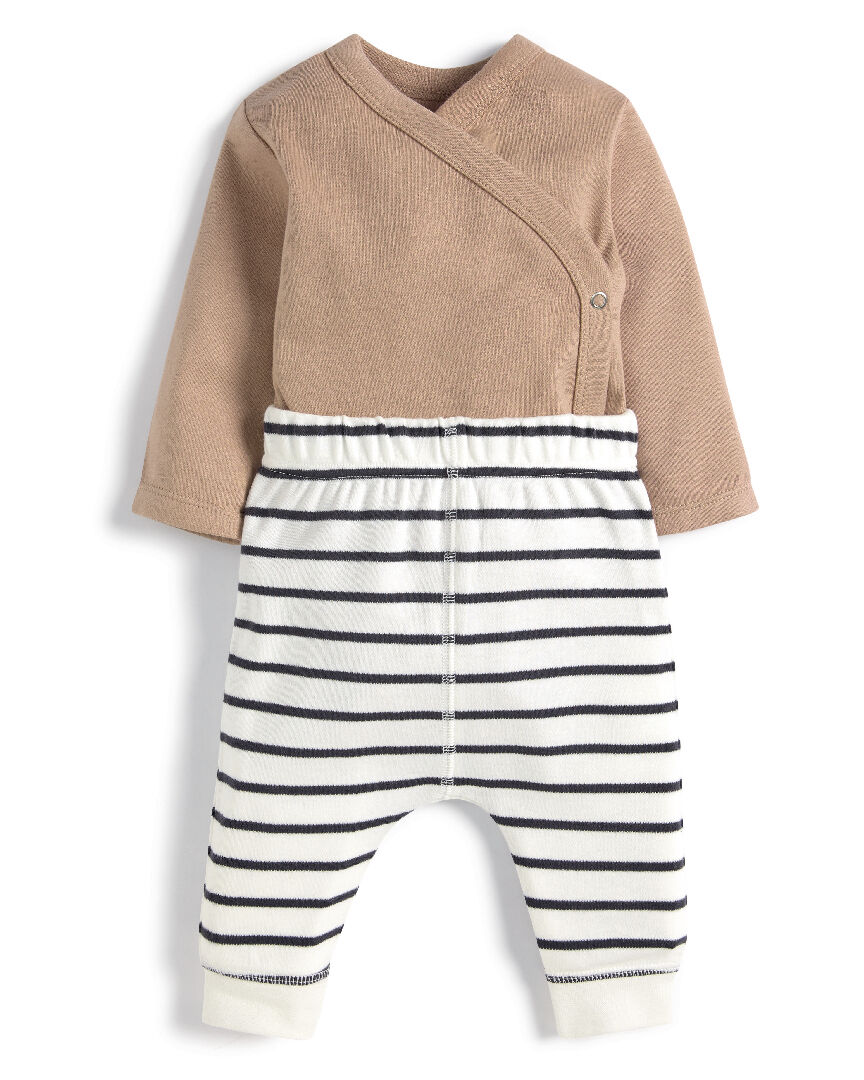 Striped Leggings & Wrap Bodysuit - 2 Piece Set image number 1