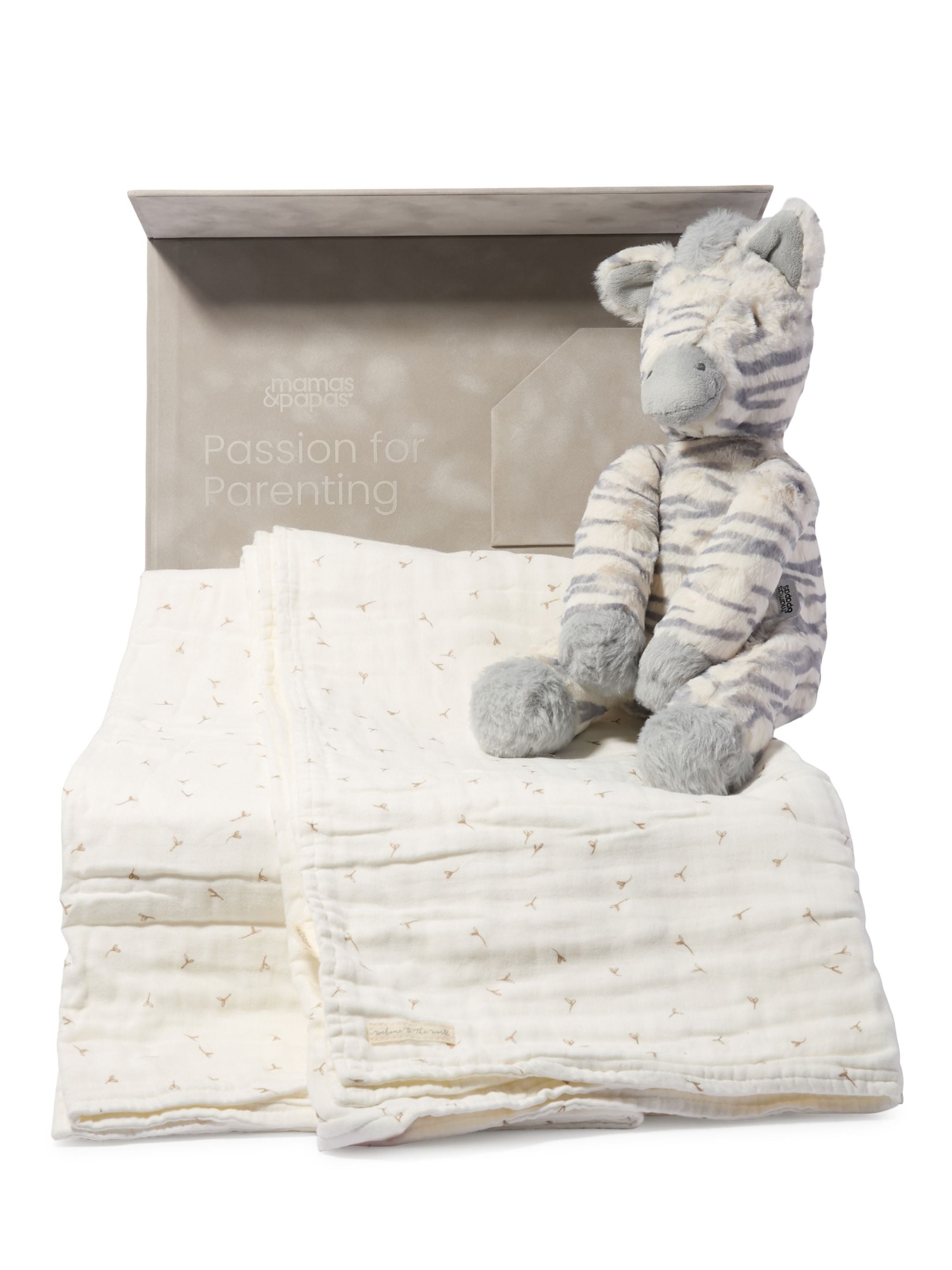 Muslin Gift Set - Seed Muslin Blanket with Ziggy Zebra Soft Toy