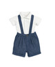 Woven Dungarees & Bodysuit - Blue image number 2