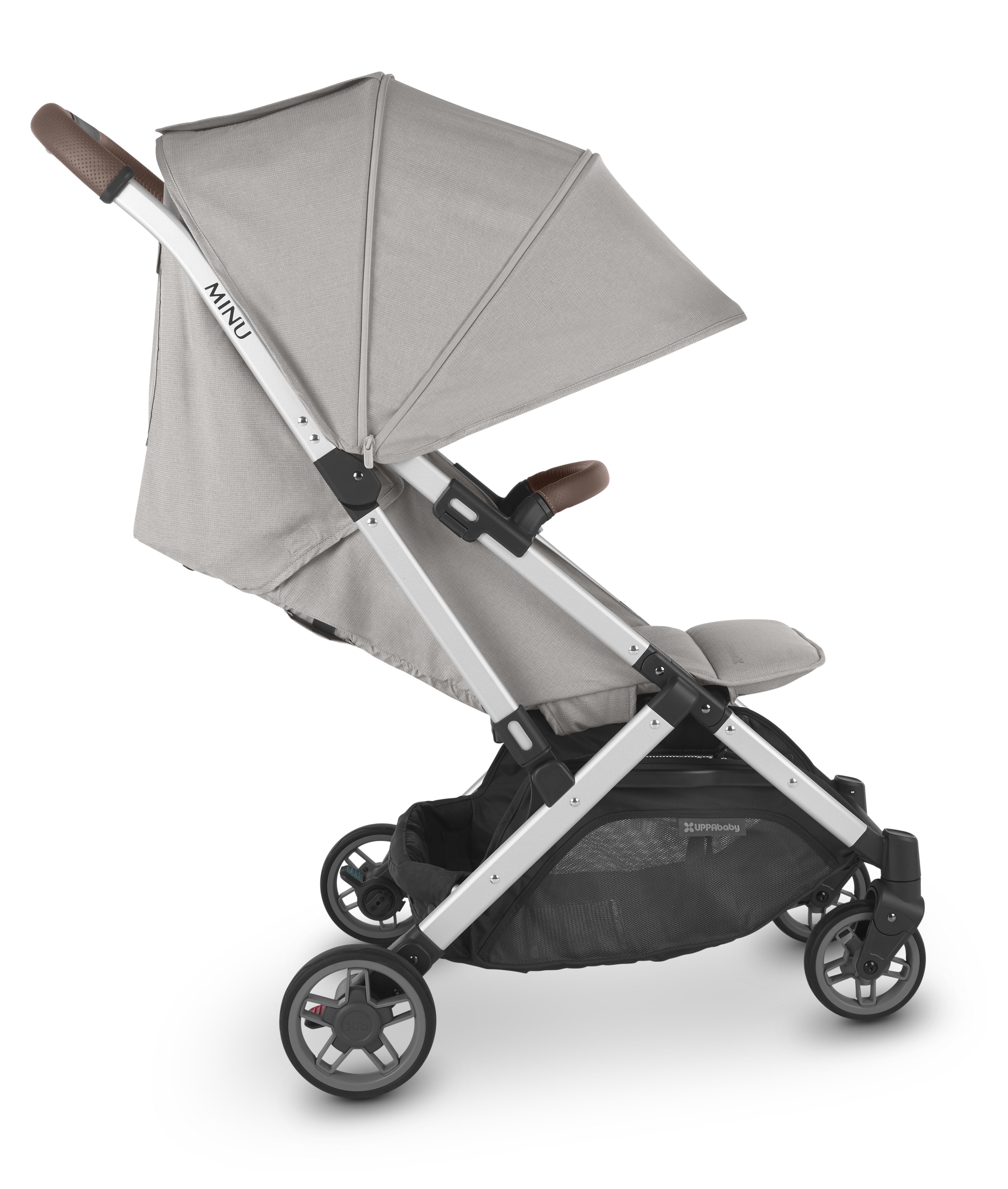 Minu V2 Stroller - Stella - Grey M&eacute;lange | Silver Frame | Chestnut Leather image number 2