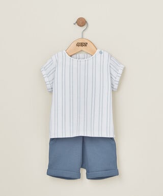 2 Piece Stripe T-Shirt & Short - Blue