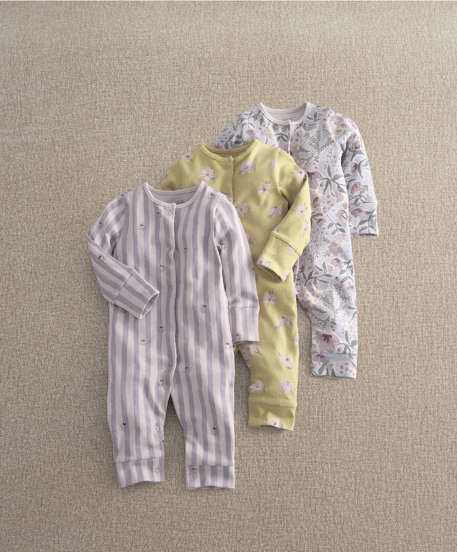 3pk Creative Floral Sleepsuits