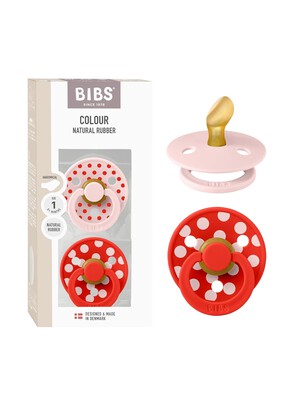 BIBS Pacifier Colour 2 PACK Anatomical Latex Size 1 Vanilla/Candy Apple