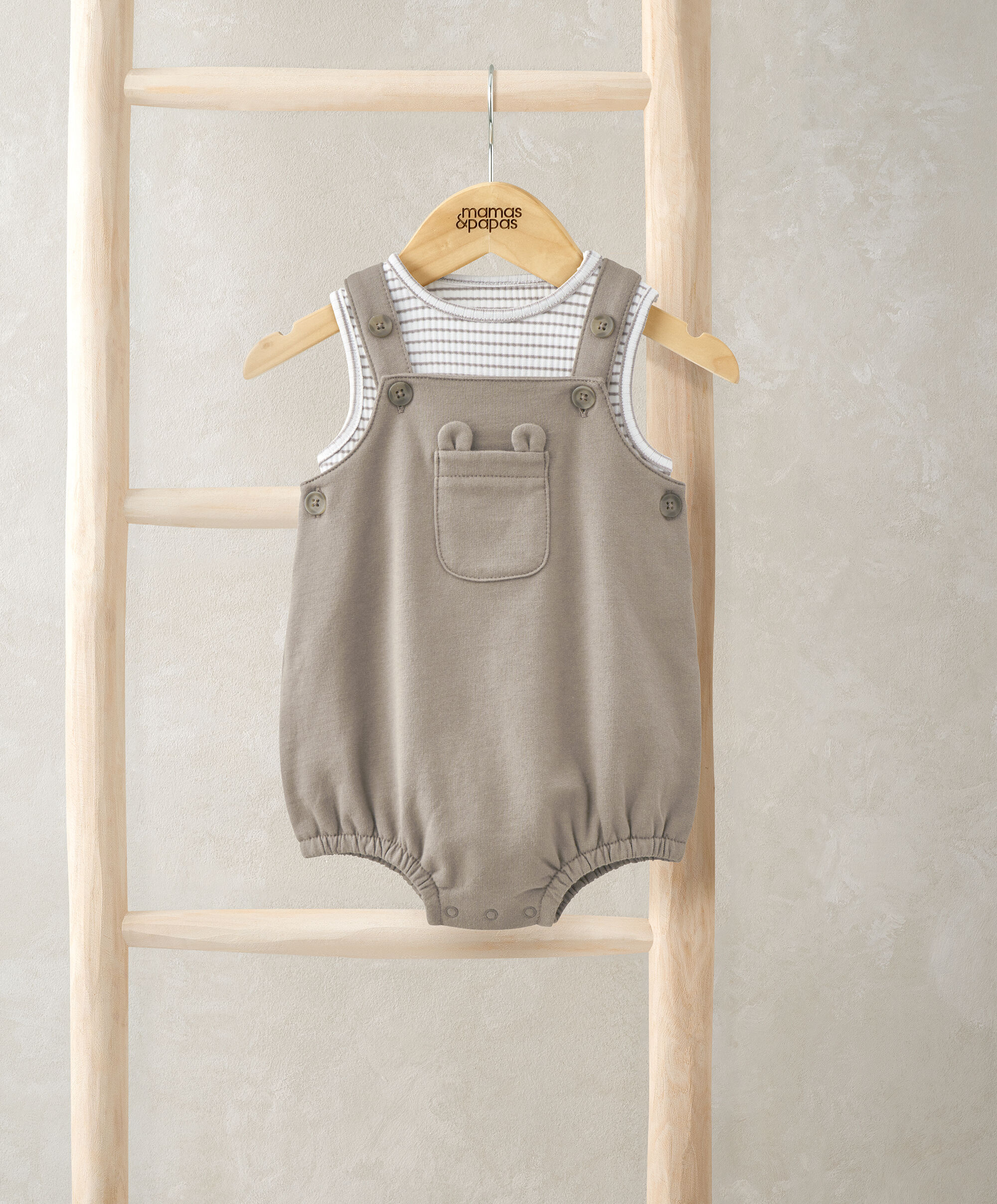 2 Piece Dungaree & Striped Bodysuit image number 1
