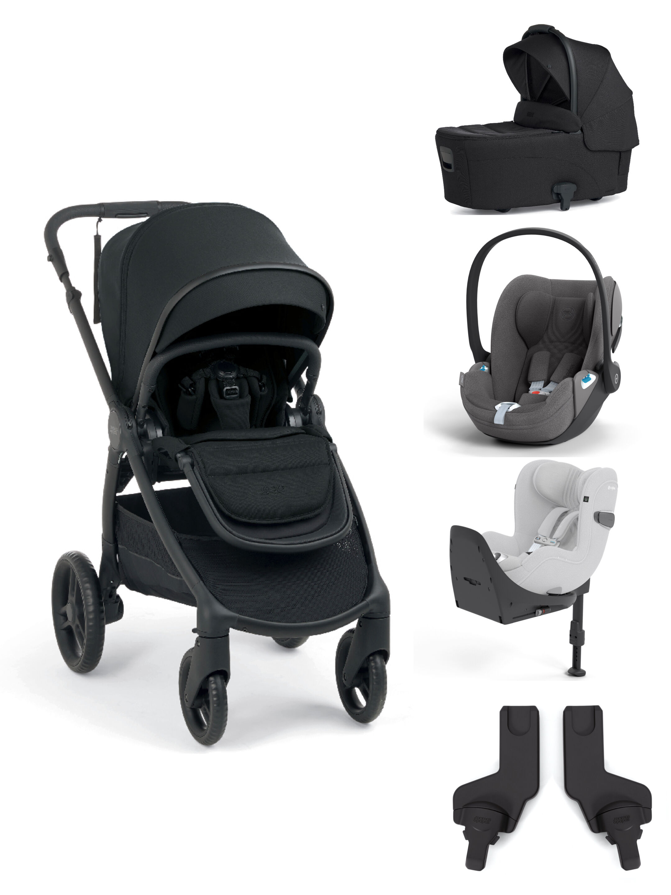 Ocarro 2 Pushchair and Carrycot Bundle with Cybex Cloud T i-Size Plus Car Seat, Adaptor, and Base (5 Pieces) &ndash; Eclipse image number 1