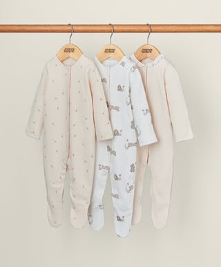 Bunny Floral Sleepsuits (Pack of 3) - Pink