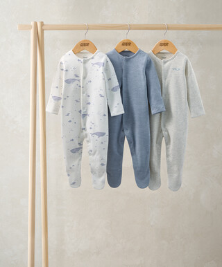 Whale Sleepsuits (Pack of 3)