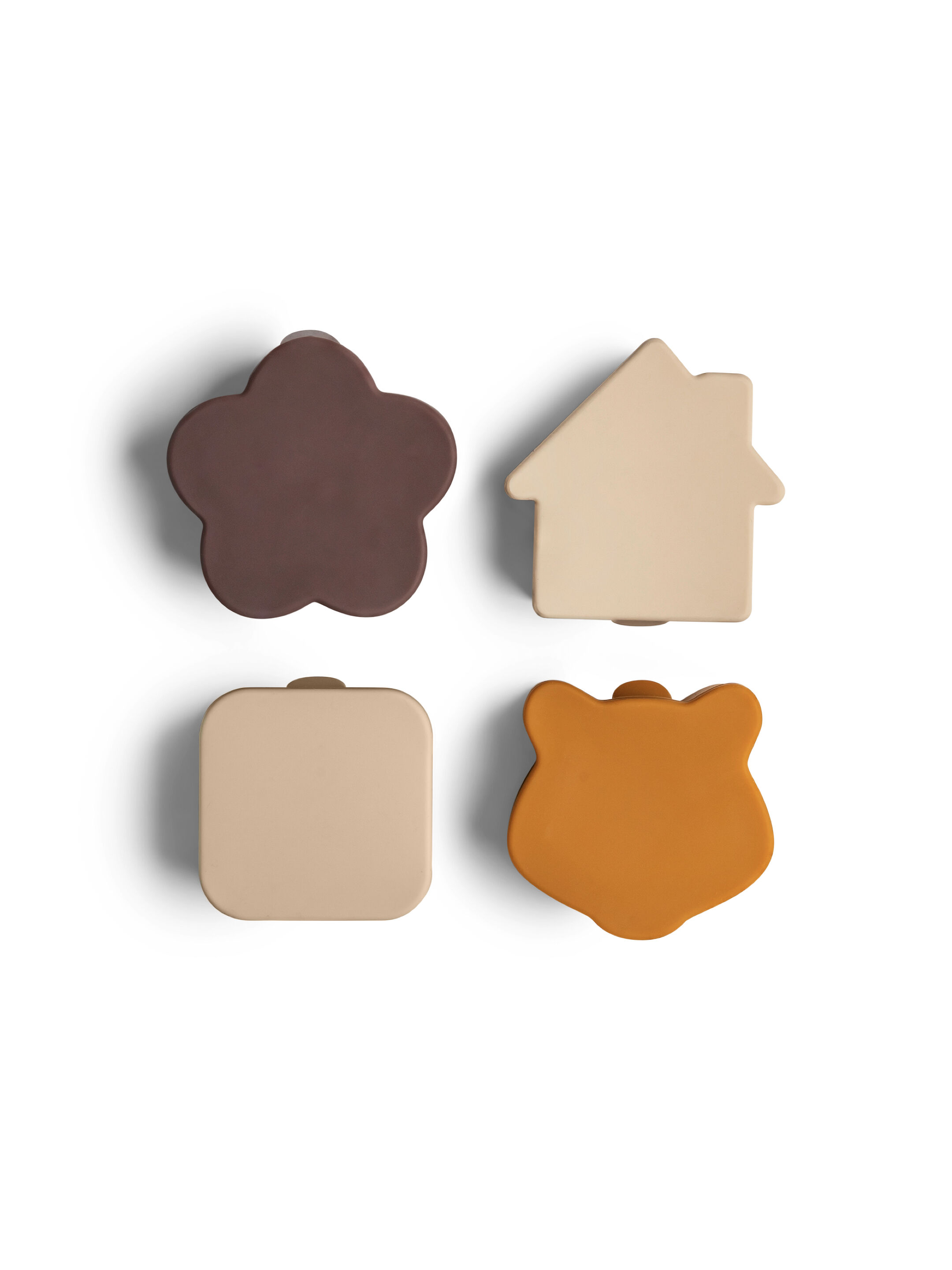 Citron Silicone Lunchbox Organizers Set of 4 Beige/Plum/Caramel