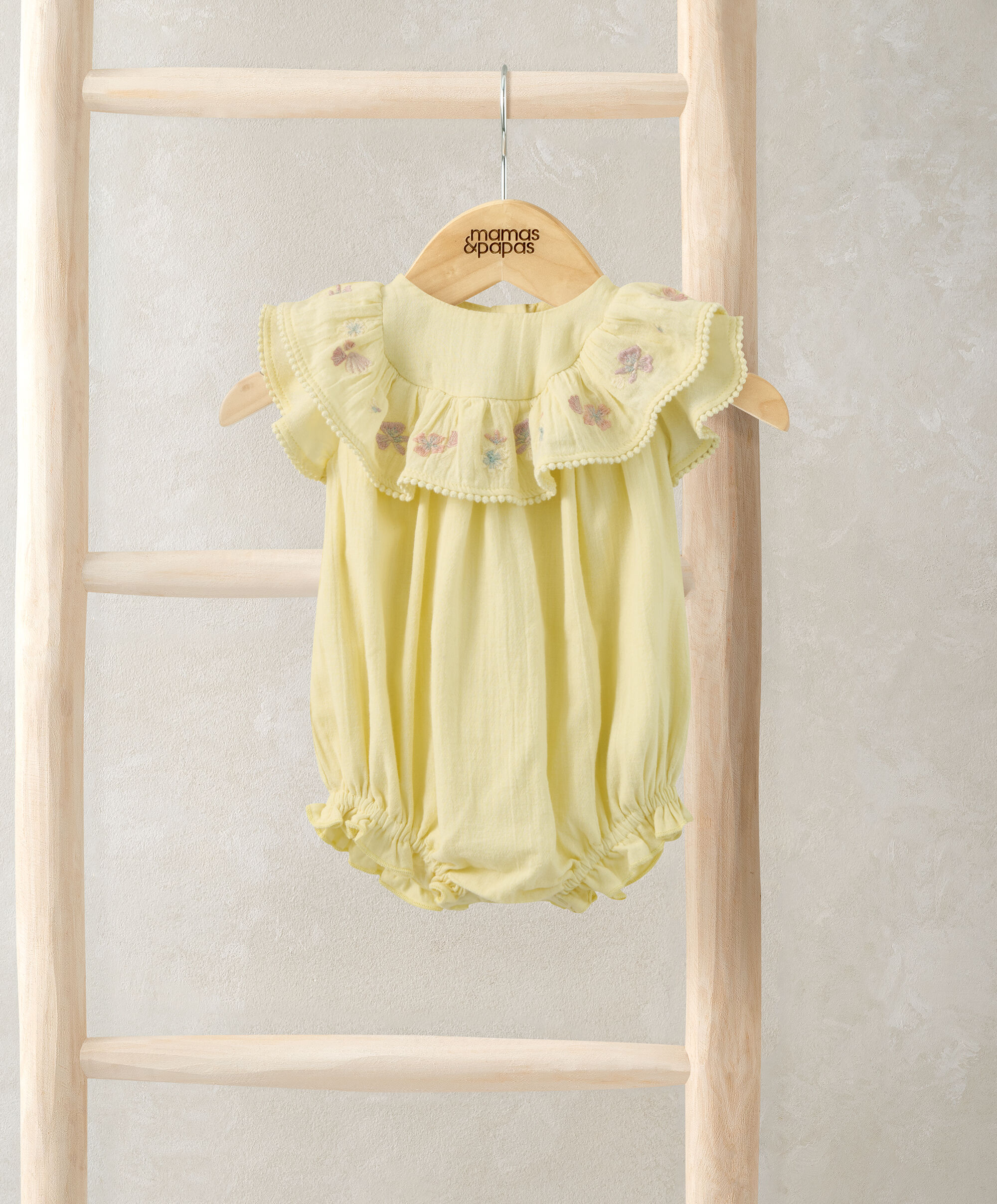 Embroidered Frill Romper