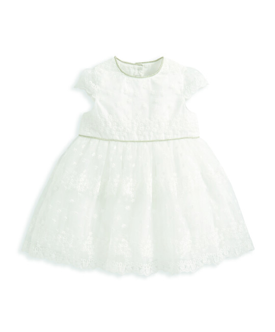 White Organza Embroidered Dress image number 2