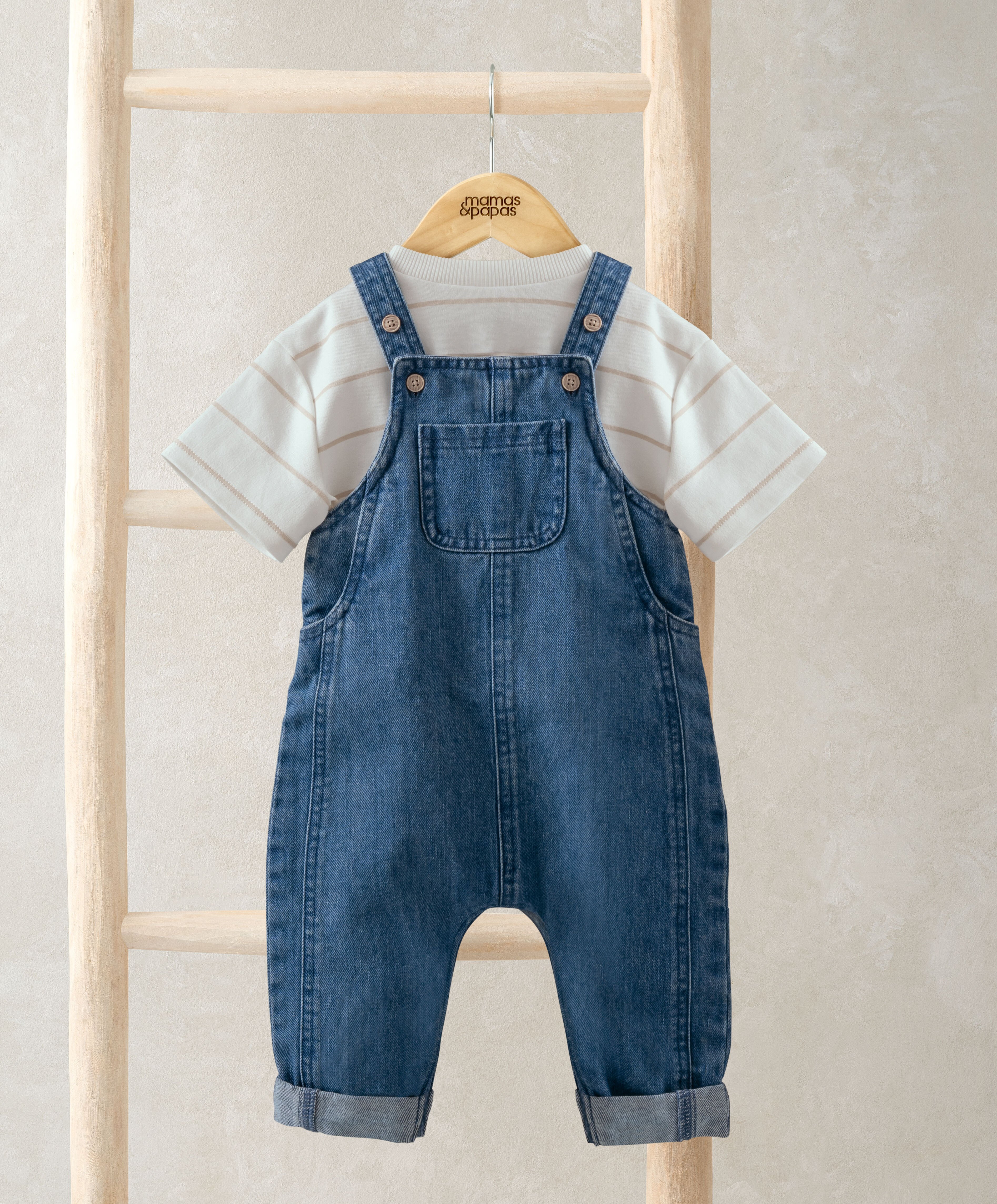 2 Piece T-Shirt & Denim Dungaree Set image number 1