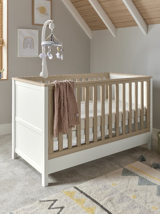 Harwell 3 Piece Cot, Dresser Changer and Premium Dual Core Mattress Set - White image number 2