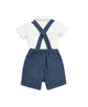 Woven Dungarees & Bodysuit - Blue image number 3