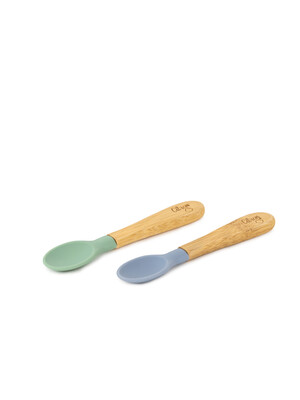 Citron Organic Bamboo Spoons Set of 2 Green/Dusty Blue