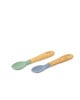 Citron Organic Bamboo Spoons Set of 2 Green/Dusty Blue image number 1