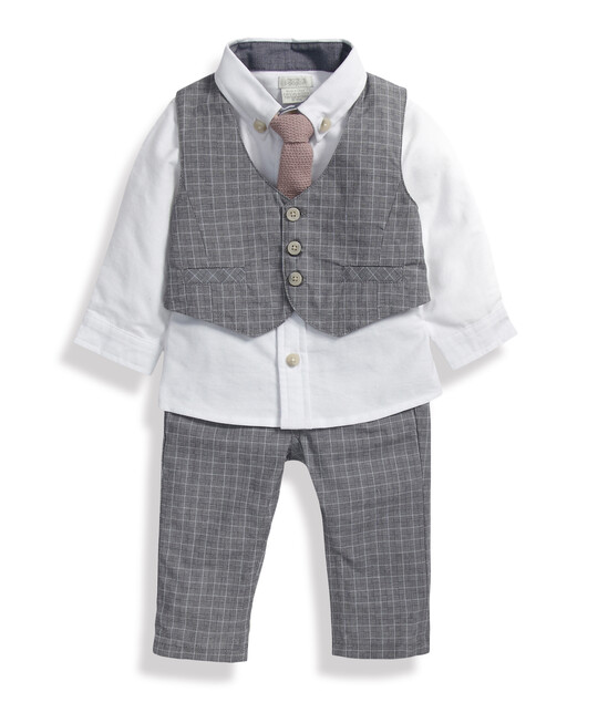 Checked Waistcoat, Shit, Tie & Trouser Set image number 1
