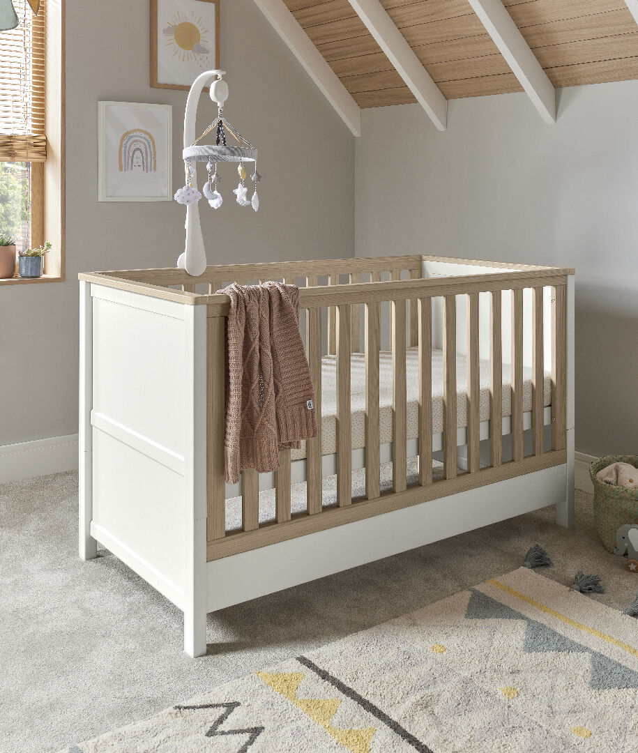 Buy Harwell Cotbed White/Oak Baby Beds Cots Mamas Papas UAE