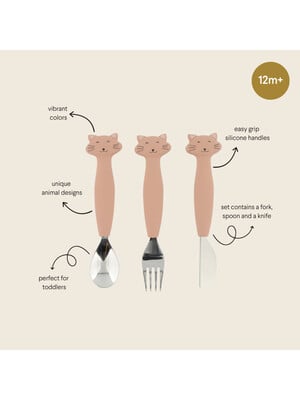 Trixie Stainless Steel Cutlery Set With Silicone Handle - Mrs. Cat