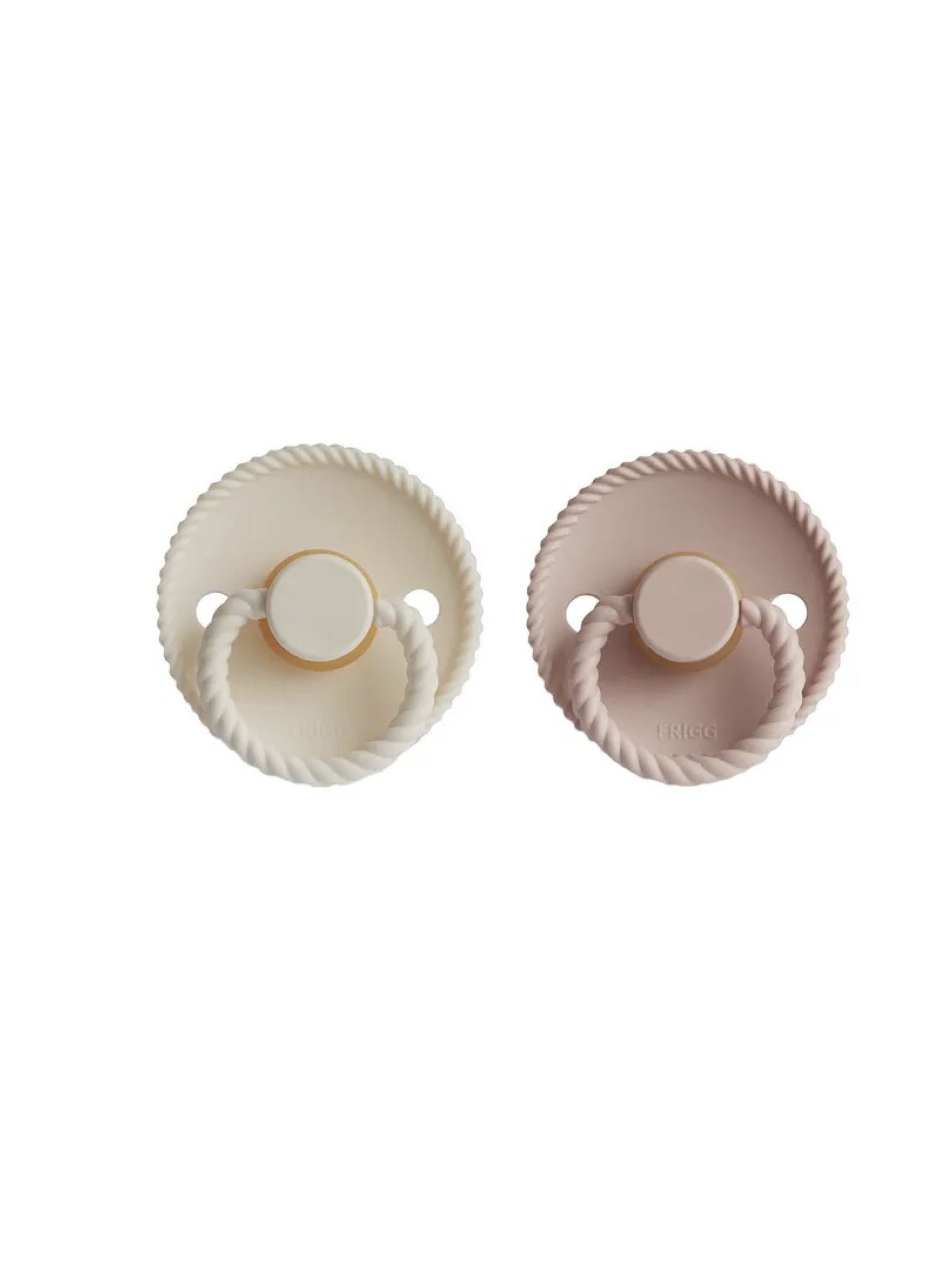 FRIGG Rope Latex Baby Pacifier 6-18M 2-Pack Blush/Cream - Size 2
