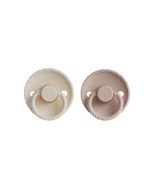 FRIGG Rope Latex Baby Pacifier 6-18M 2-Pack Blush/Cream - Size 2