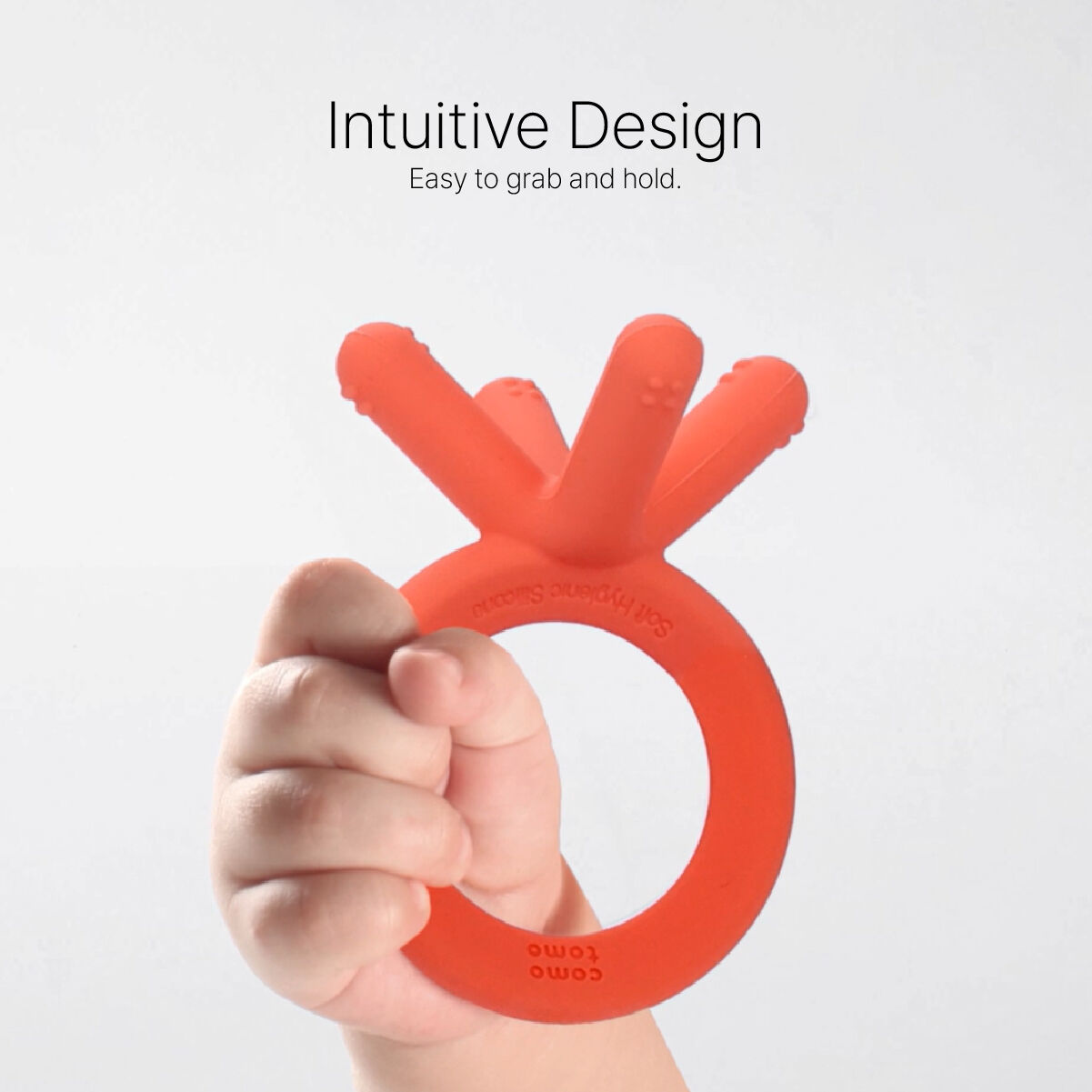 Comotomo Silicone Baby Teether Orange 3 Months + image number 4