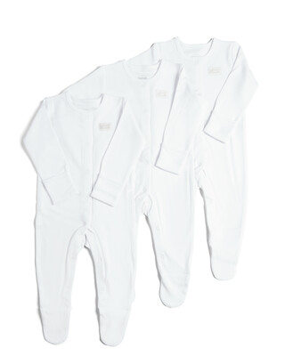 3 Pack of White Sleepsuits