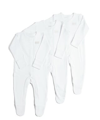 3 Pack of White Sleepsuits