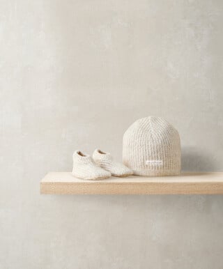 Waffle Knit Hat & Booties Set (2 Pieces) - Oatmeal