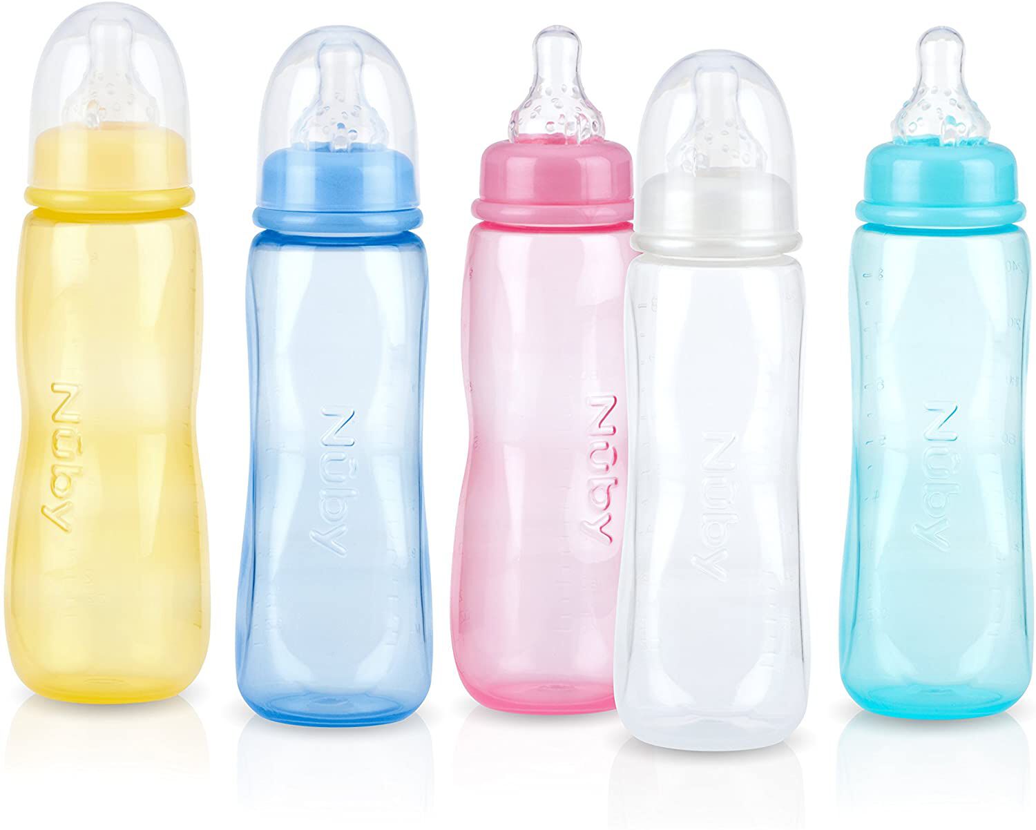 Nuby Pastel feeding bottle with anti-colic nipple ,240 ml image number 1