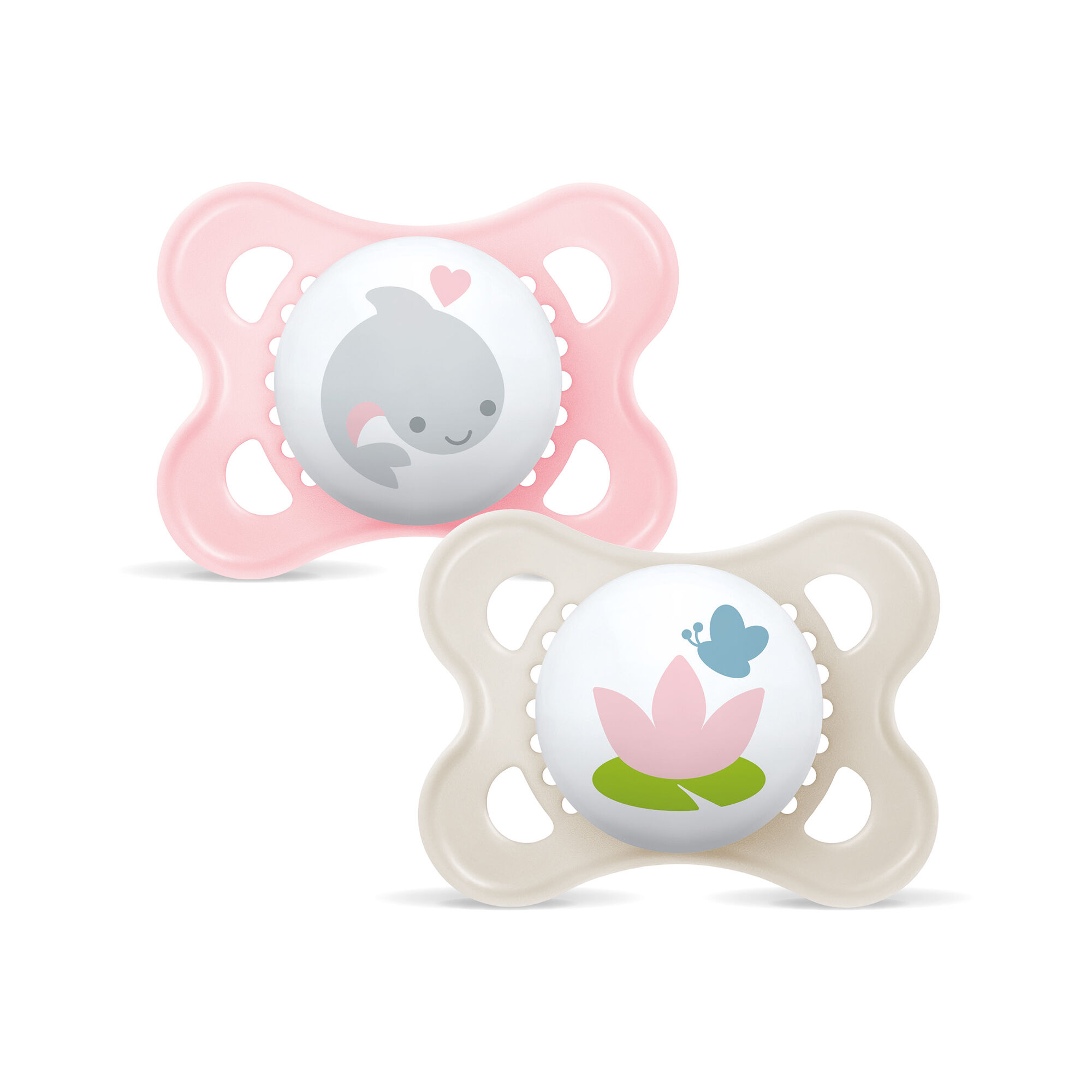 Mam Baby Original Silicone Pacifier - 2-6 M | Sealife Pink & Beige - Pack of 2