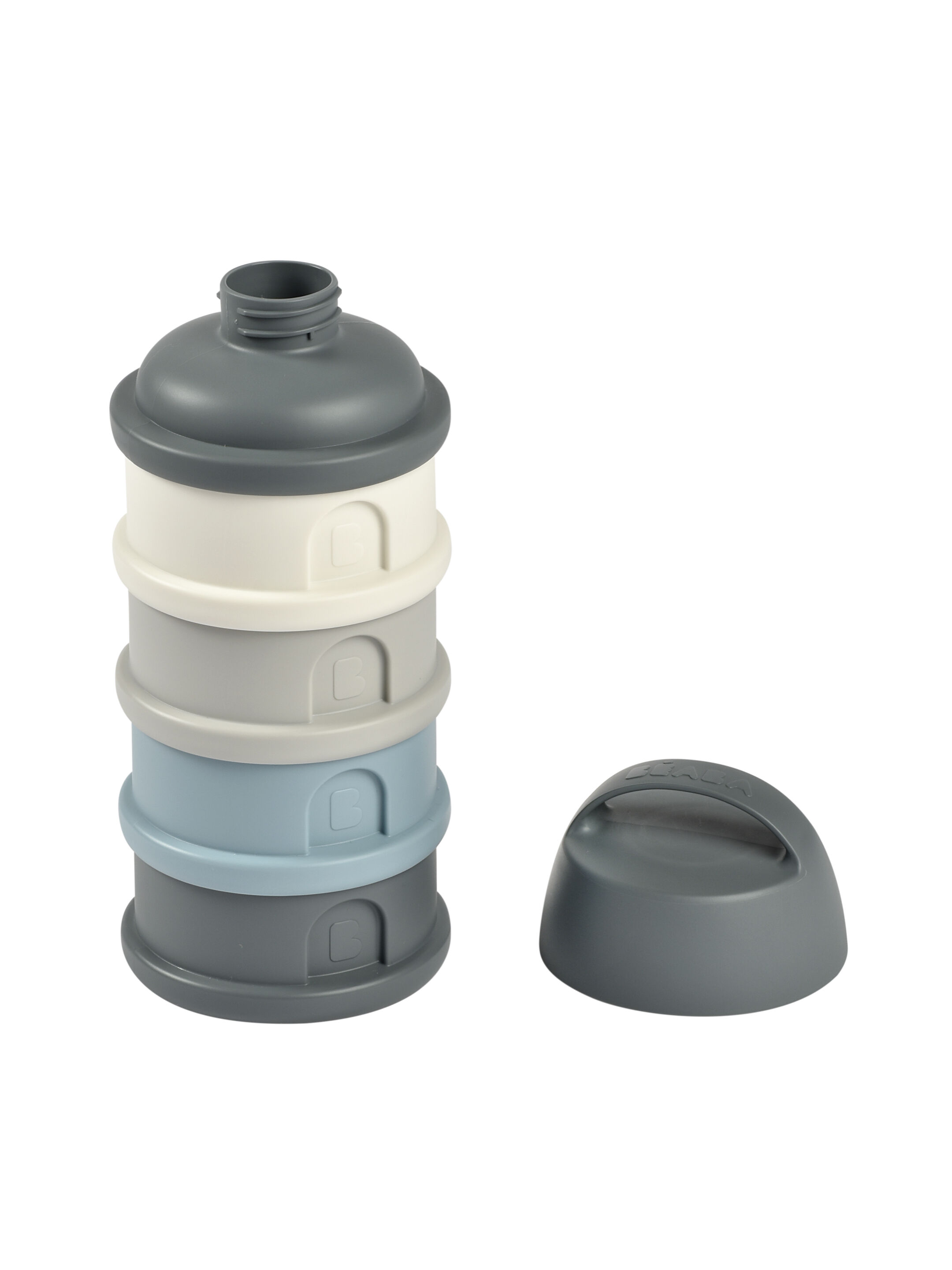 Beaba Formula Milk Container with 4 Compartments - Mineral Grey/Blue image number 2