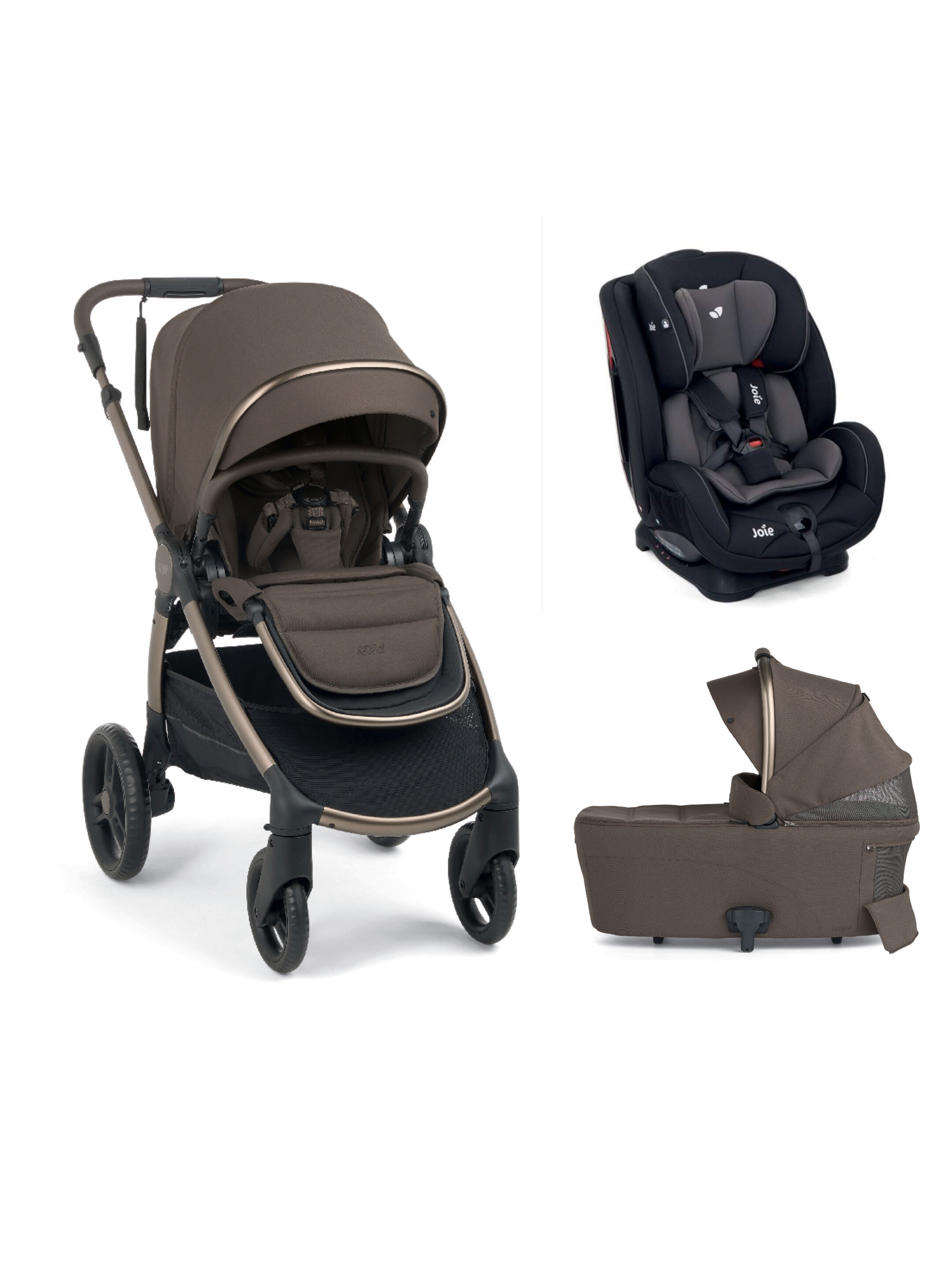 Ocarro 2 Pushchair and Carrycot Bundle with Joie Stages Adjustable Baby to Child Car Seat (3 Pieces) - Crema image number 1