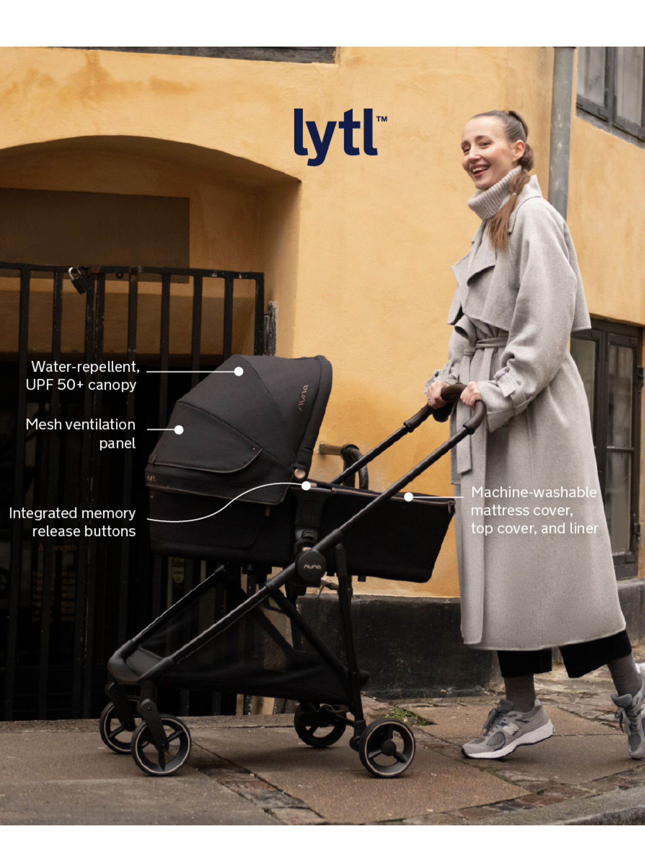 Nuna Lytl Carrycot - Caviar (raincover included) image number 4