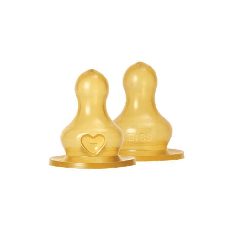 BIBS Baby Bottle Nipple Round Latex 2 Pack Fast Flow