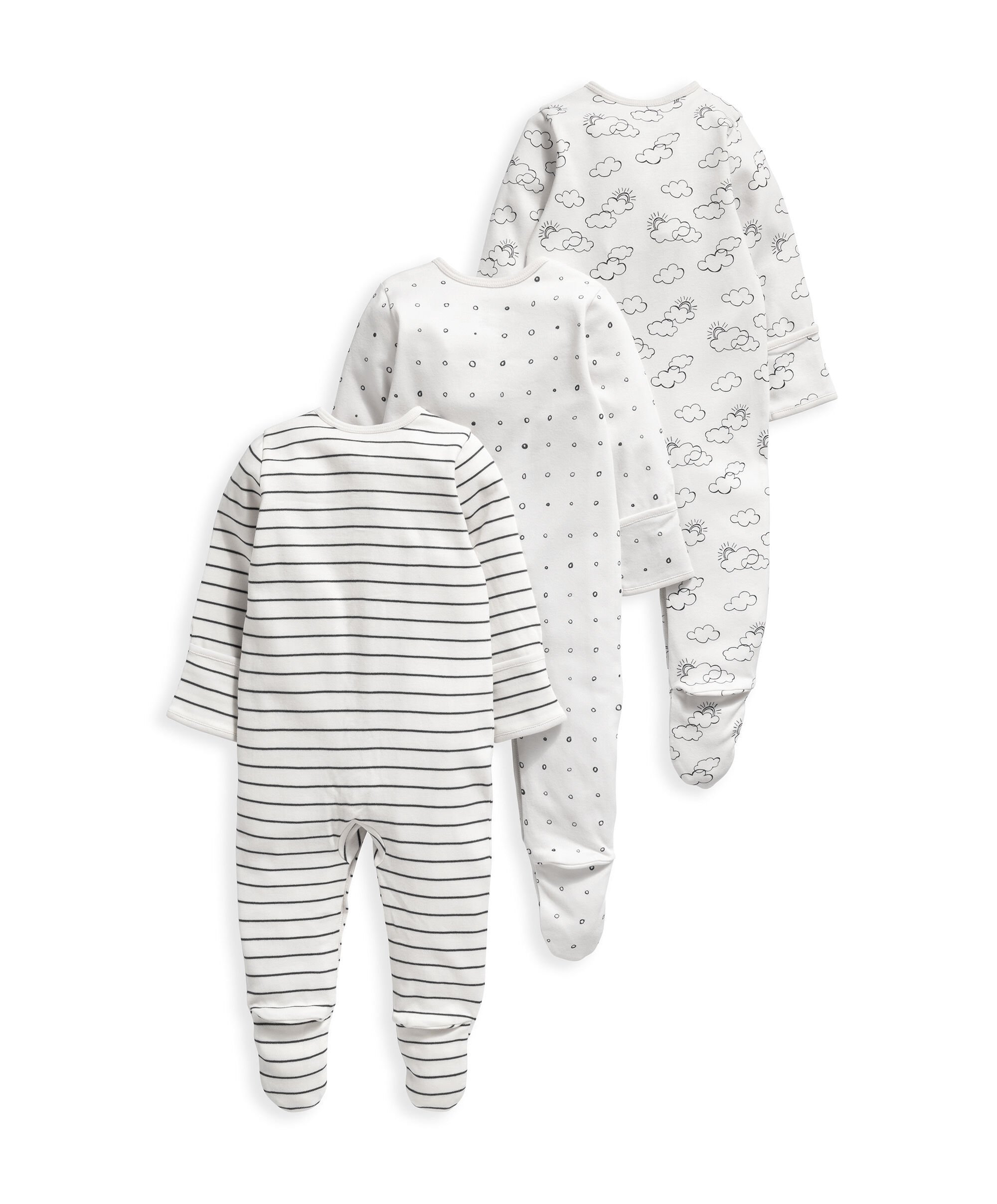 3 Pack Cloud Sleepsuits image number 2