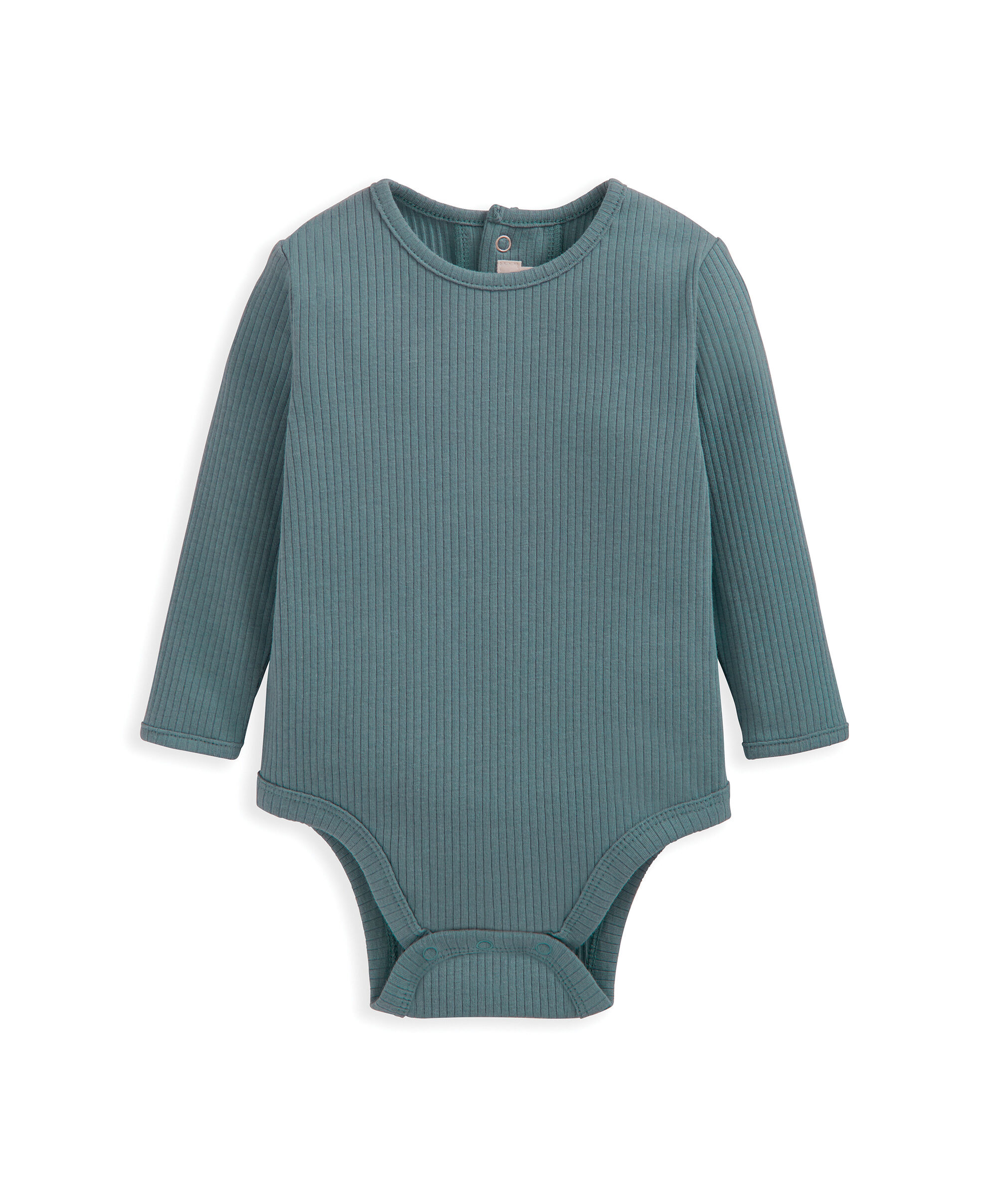 Organic Ribbed Bodysuit & Bottoms - Blue image number 2