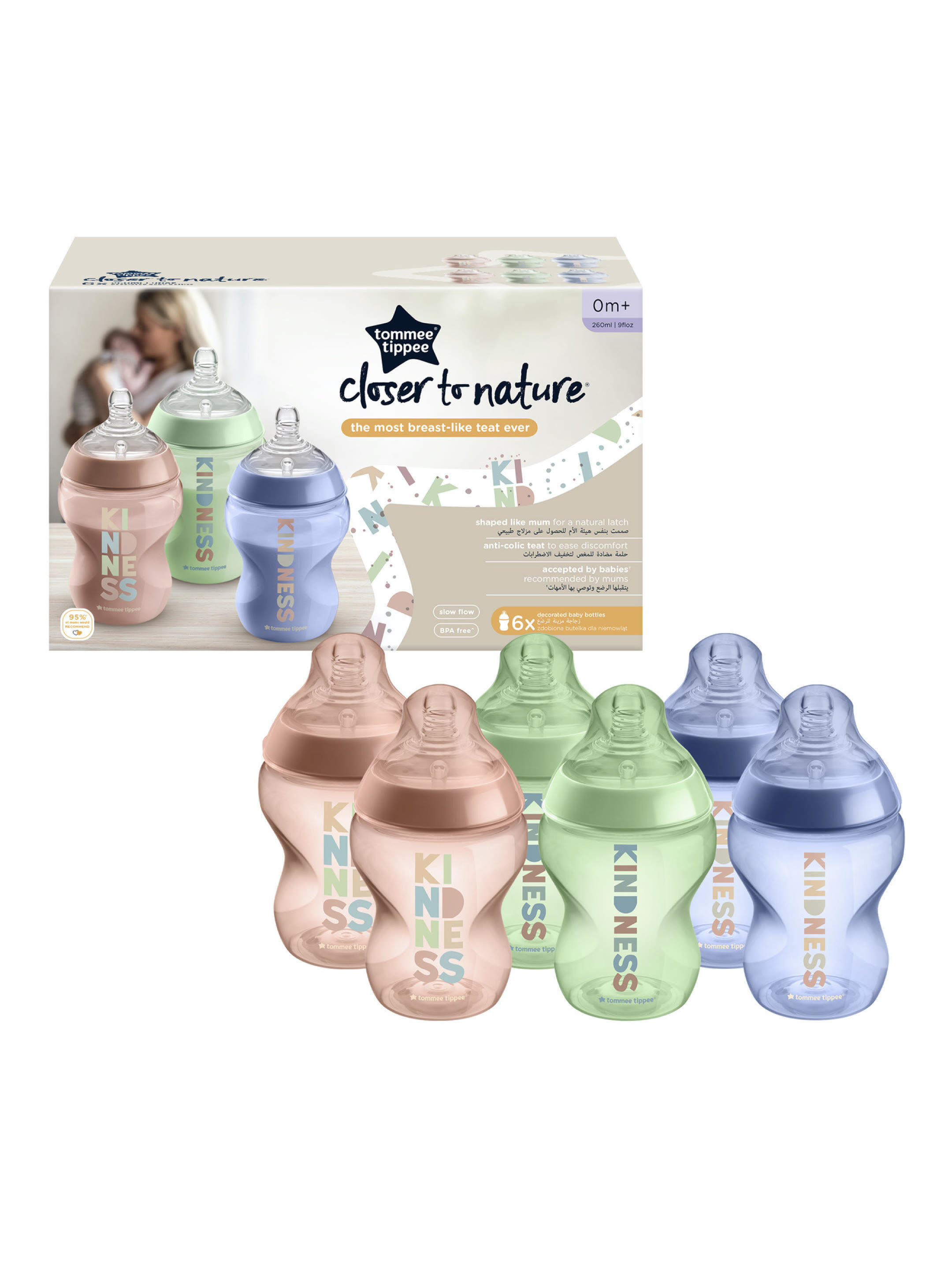 Tommee Tippee Closer to Nature 6 x 260ml Decorative Bottle image number 1