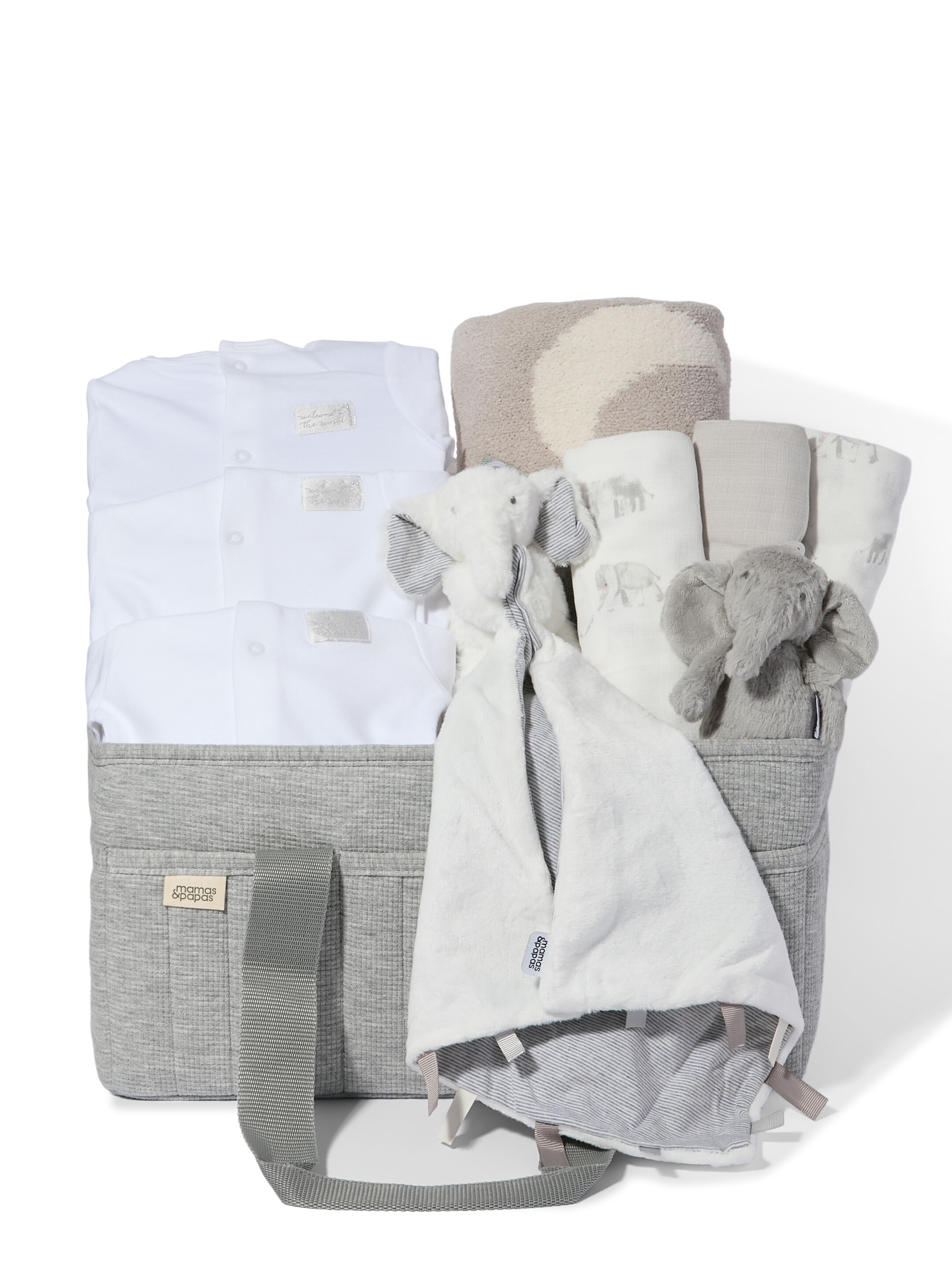 Nappy Caddy 6 Piece Bundle with 3 piece Organic Sleepsuit - Grey Waffle image number 1