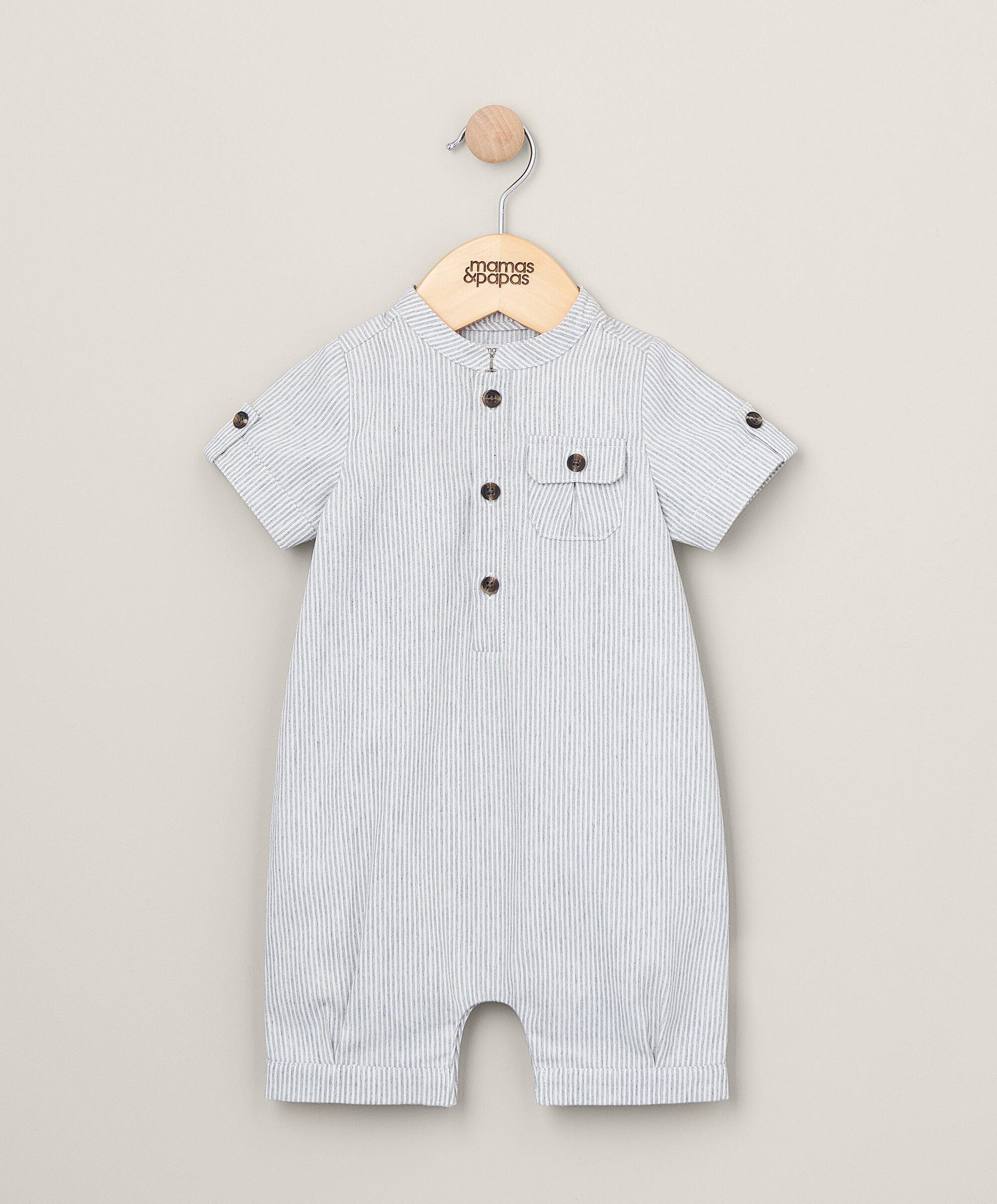 Pinstripe Romper - Blue & White image number 1