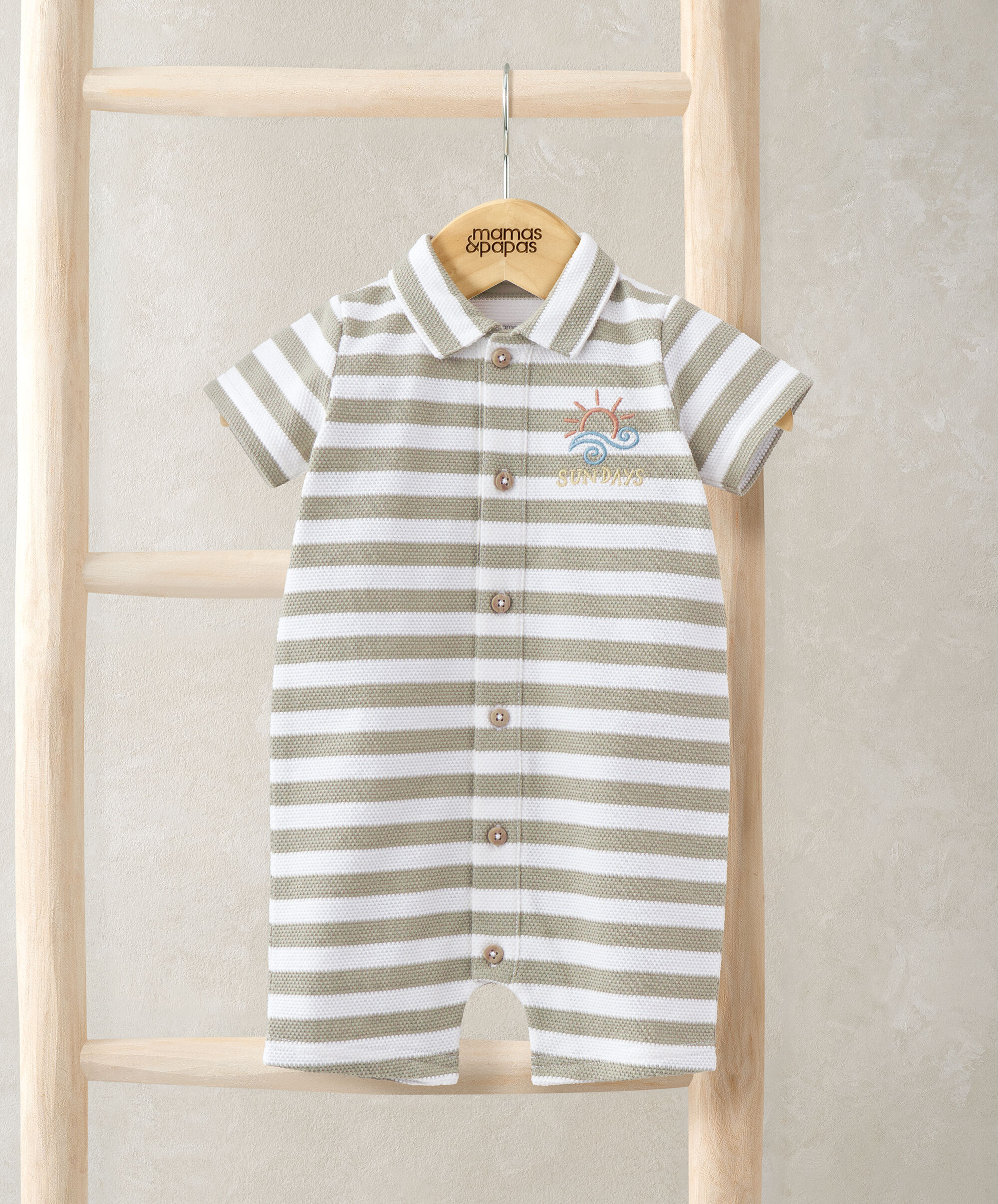 Pique Striped Romper image number 1