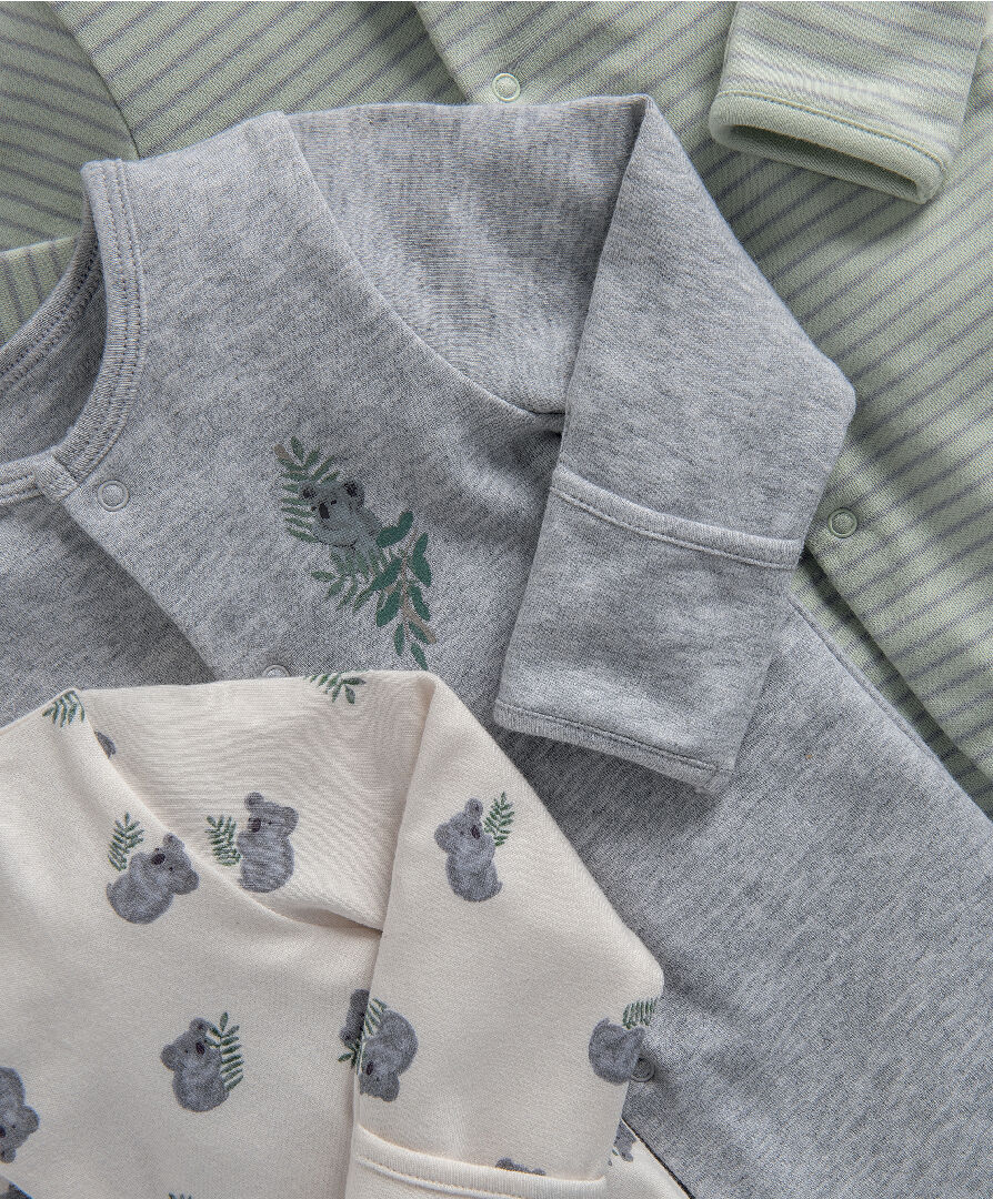 Koala Jersey Cotton Sleepsuits 3 Pack image number 2