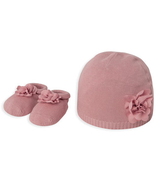 Flower Knitted Hat & Booties