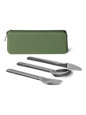Citron Stainless Steel Cutlery with Pouch Green