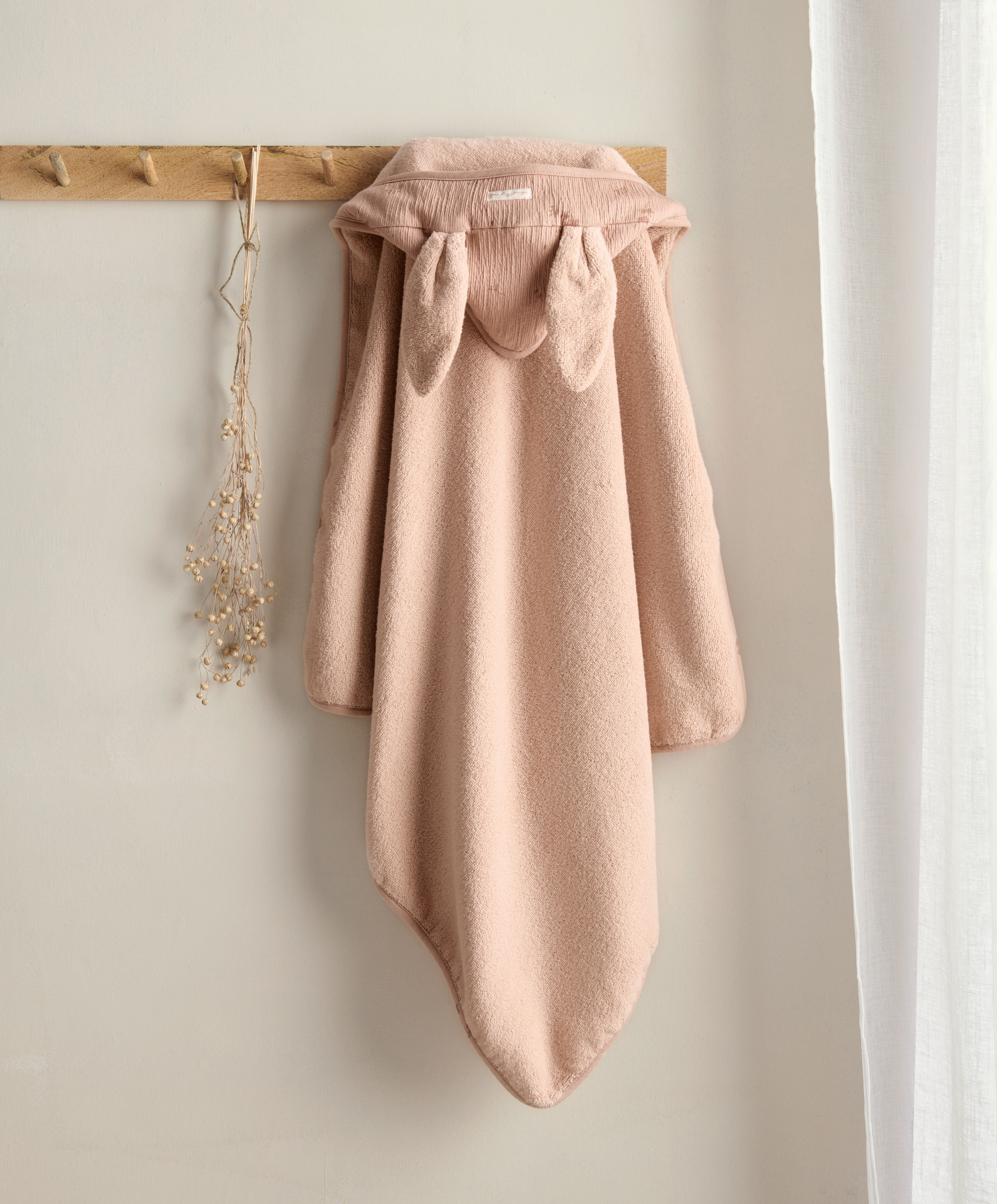 Hooded Baby Towel - Pink Bunny image number 1