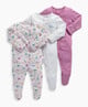 Dino Girls Sleepsuits 3 Pack image number 1