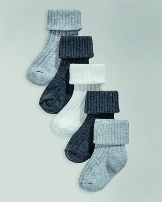 Ribbed Grey Socks Multipack - Set Of 5