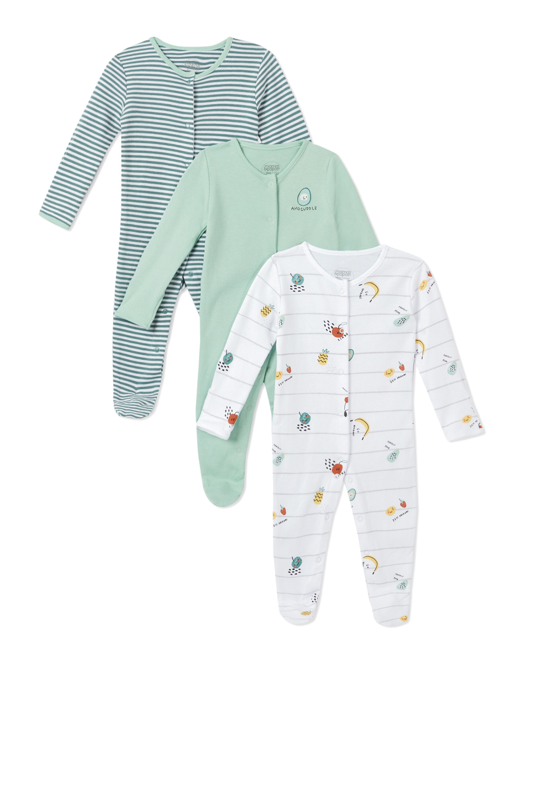 Fruit Sleepsuits 3 Pack image number 1