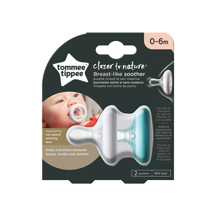 Tommee Tippee Closer To Nature Breast Like Soother, Pack of 2, (0-6 months) image number 2